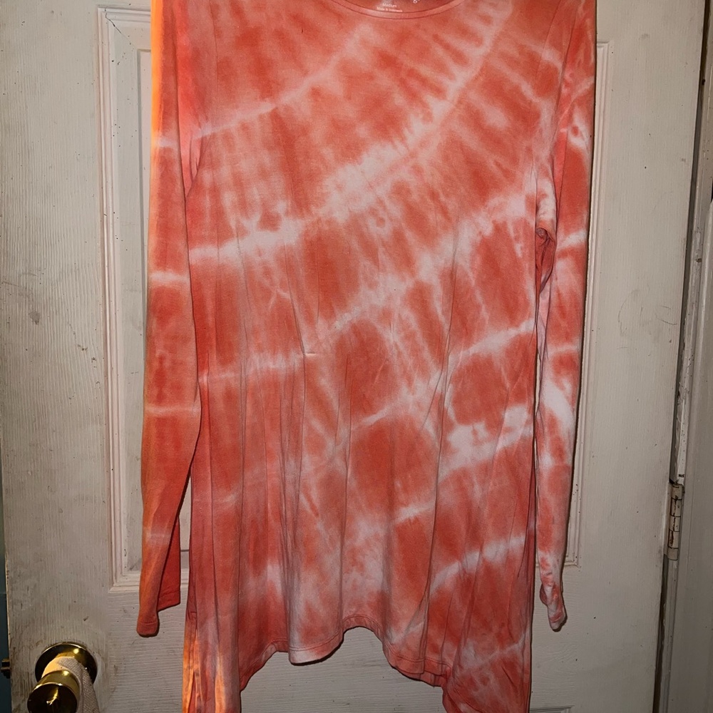 Orange Tie-Dye Long Sleeve Top